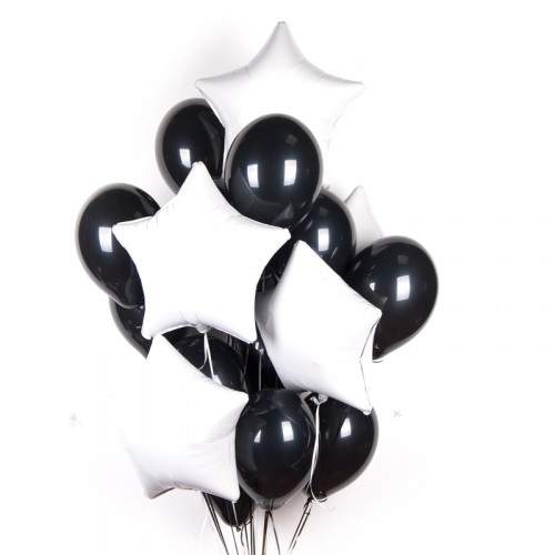 Букет из шаров со звездами "Черно-белый", №2