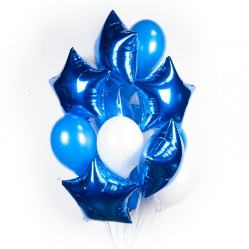Букет из шаров со звездами "Бело-синий"